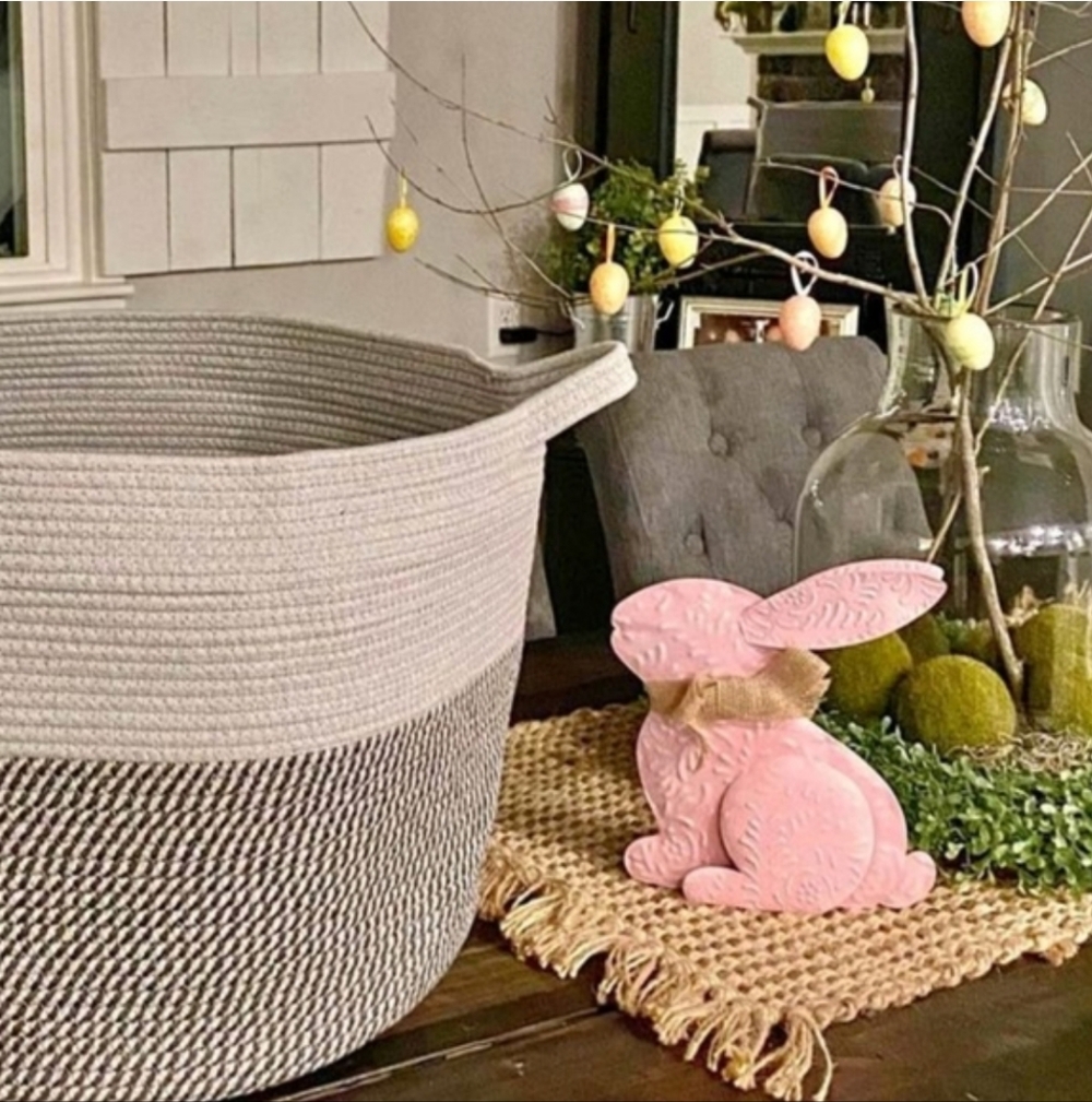 (6) EASTER TIN BUNNIES & CHICKS METAL EMBOSSED DECOR RUSTIC
